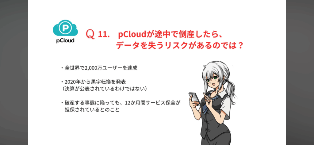 pCloudが途中で倒産したら、データを失うリスクがあるのでは2